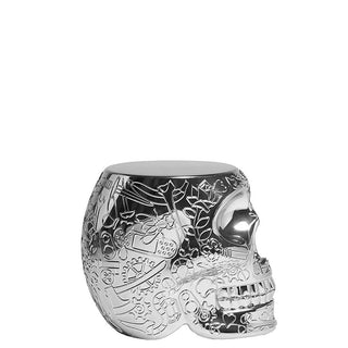 Qeeboo Mexico stool and sidetable in the shape of a skull metal finish - Buy now on ShopDecor - Discover the best products by QEEBOO design