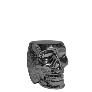 Qeeboo Mexico stool and sidetable in the shape of a skull metal finish - Buy now on ShopDecor - Discover the best products by QEEBOO design