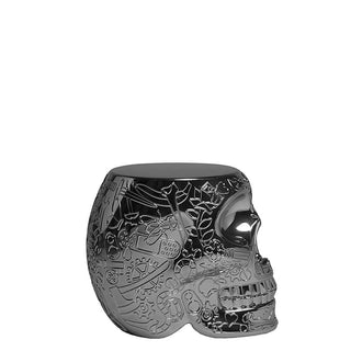 Qeeboo Mexico stool and sidetable in the shape of a skull metal finish - Buy now on ShopDecor - Discover the best products by QEEBOO design