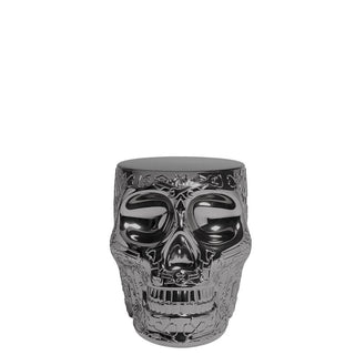 Qeeboo Mexico stool and sidetable in the shape of a skull metal finish Qeeboo Titanium - Buy now on ShopDecor - Discover the best products by QEEBOO design