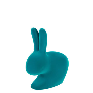 Qeeboo Rabbit Chair Baby Velvet Finish in the shape of a rabbit Qeeboo Turquoise Velvet - Buy now on ShopDecor - Discover the best products by QEEBOO design