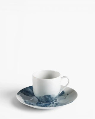 Raynaud Abysses coffee cup with saucer in Limoges porcelain with blue decoration