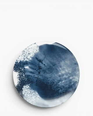 Raynaud Abysses coupe presentation plate in Limoges porcelain with blue decoration