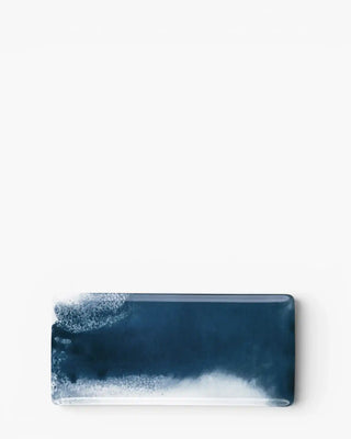 Raynaud Abysses rectangular tray in Limoges porcelain with blue decoration