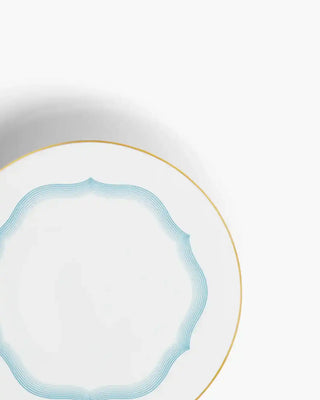 Raynaud Aura coupe dinner plate in Limoges porcelain with light blue decoration