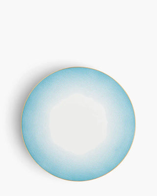 Raynaud Aura coupe presentation plate in Limoges porcelain with light blue decoration