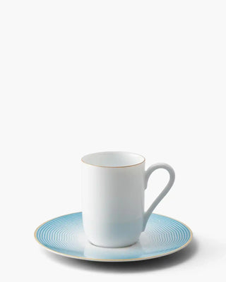 Raynaud Aura coffee cup with saucer in Limoges porcelain with light blue decoration