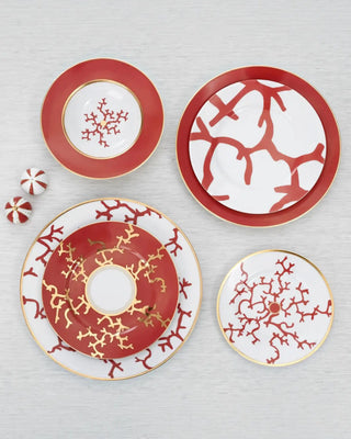Raynaud Cristobal rim dessert plate in Limoges porcelain with full coral decoration - Buy now on ShopDecor - Discover the best products by RAYNAUD design