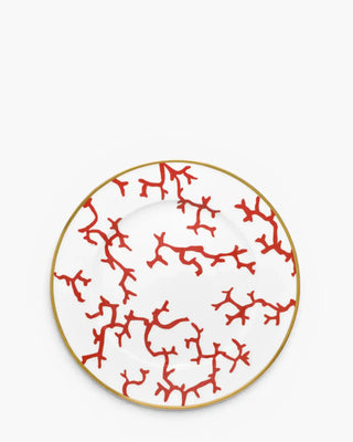 Raynaud Cristobal rim presentation plate in Limoges porcelain with full coral decoration