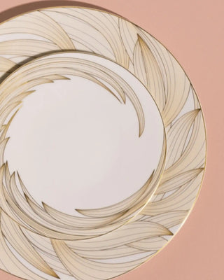 Raynaud Phénix coupe dinner plate in Limoges porcelain with gold decoration