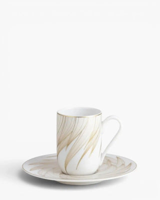 Raynaud Phénix coffee cup with saucer in Limoges porcelain with gold decoration