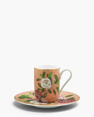 Raynaud Trésor Fleuri coffee cup with saucer in Limoges porcelain with coloured decoration