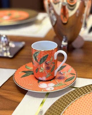Raynaud Trésor Fleuri coffee cup with saucer in Limoges porcelain with coloured decoration
