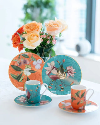 Raynaud Trésor Fleuri coffee cup with saucer in Limoges porcelain with coloured decoration