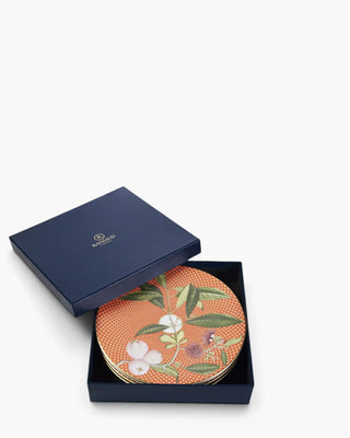 Raynaud Trésor Fleuri set of 4 dessert plates with gift box in Limoges porcelain with multicoloured decoration