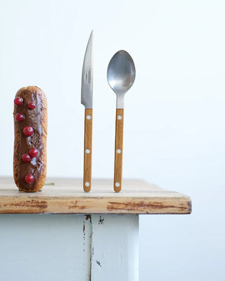 Sabre Paris Bistrot Teak stainless steel dessert spoon with wood handle