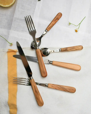Sabre Paris Lavandou stainless steel dessert fork with olive tree wood handle - Buy now on ShopDecor - Discover the best products by SABRE PARIS design