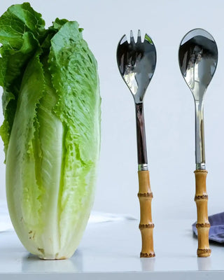 Sabre Paris Panda 2-piece stainless steel salad cutlery set with bamboo handles - Buy now on ShopDecor - Discover the best products by SABRE PARIS design
