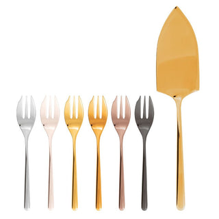 Sambonet Linear Mix & Play set 6 cake forks and cake server - Buy now on ShopDecor - Discover the best products by SAMBONET design