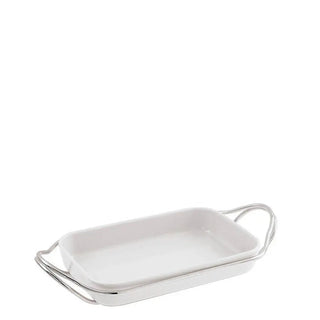 Sambonet New Living holder with rectangular dish Silver 35 cm - 13.78 in - Buy now on ShopDecor - Discover the best products by SAMBONET design