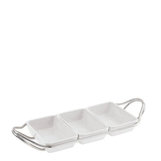 Sambonet New Living hors d'oeuvre tray 36 x 18 cm with holder Silver - Buy now on ShopDecor - Discover the best products by SAMBONET design