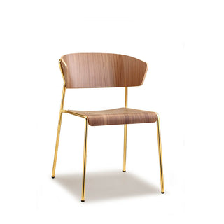 Scab Lisa Wood armchair satin brass legs - american walnut wood seat - Buy now on ShopDecor - Discover the best products by SCAB design