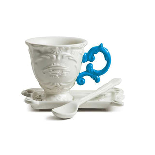 Seletti I-Wares coffee set with coffee cup, spoon and saucer White Light blue - Buy now on ShopDecor - Discover the best products by SELETTI design