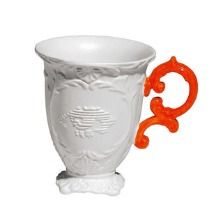 Seletti I-Wares I-Mug porcelain mug with handle White Orange - Buy now on ShopDecor - Discover the best products by SELETTI design