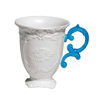 Seletti I-Wares I-Mug porcelain mug with handle White Light blue - Buy now on ShopDecor - Discover the best products by SELETTI design