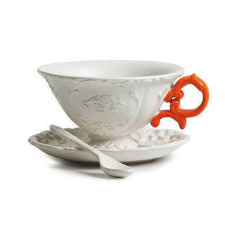 Seletti I-Wares tea set with tea cup, spoon and saucer White Orange - Buy now on ShopDecor - Discover the best products by SELETTI design