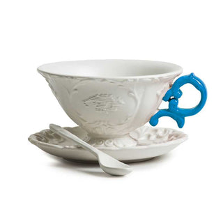 Seletti I-Wares tea set with tea cup, spoon and saucer White Light blue - Buy now on ShopDecor - Discover the best products by SELETTI design