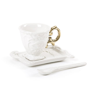 Seletti I-Wares coffee set with coffee cup, spoon and saucer Gold - Buy now on ShopDecor - Discover the best products by SELETTI design