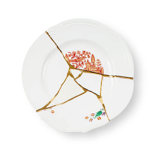 Seletti Kintsugi dinner plate in porcelain/24 carat gold mod. 1 - Buy now on ShopDecor - Discover the best products by SELETTI design