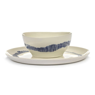 Serax Feast bowl diam. 16 cm. white swirl - stripes blue - Buy now on ShopDecor - Discover the best products by SERAX design