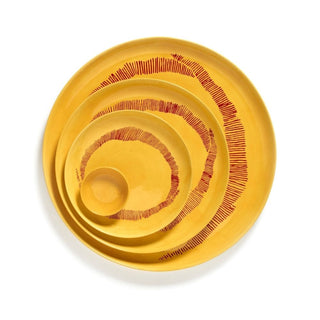 Serax Feast dinner plate diam. 19 cm. yellow swirl - stripes red - Buy now on ShopDecor - Discover the best products by SERAX design