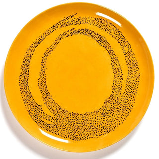 Serax Feast dinner plate diam. 26.5 cm. sunny yellow swirl - dots black - Buy now on ShopDecor - Discover the best products by SERAX design