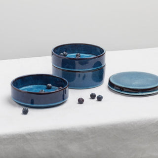 Serax Pure set 3 bowl stackable dark blue glazed diam. 14 cm. - Buy now on ShopDecor - Discover the best products by SERAX design