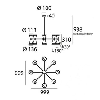 Stilnovo Megafono suspension lamp 8 arms diam. 99 cm. - Buy now on ShopDecor - Discover the best products by STILNOVO design