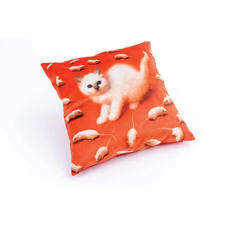 Seletti Toiletpaper cushion with plume padding 50x50 cm - 19.69x19.69 in Kitten - Buy now on ShopDecor - Discover the best products by TOILETPAPER HOME design