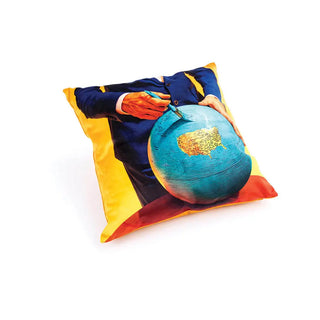 Seletti Toiletpaper cushion with plume padding 50x50 cm - 19.69x19.69 in Globe - Buy now on ShopDecor - Discover the best products by TOILETPAPER HOME design