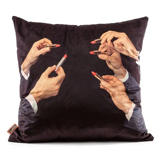 Seletti Toiletpaper maxi cushion for backrest 70x70 cm - 27.56x27.56 in Lipsticks Black - Buy now on ShopDecor - Discover the best products by TOILETPAPER HOME design