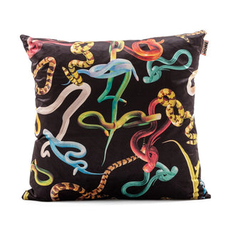 Seletti Toiletpaper maxi cushion for backrest 70x70 cm - 27.56x27.56 in Snakes Black - Buy now on ShopDecor - Discover the best products by TOILETPAPER HOME design
