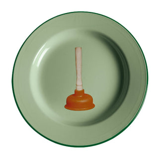 Seletti Toiletpaper enamel dinner plate Plunger - Buy now on ShopDecor - Discover the best products by TOILETPAPER HOME design