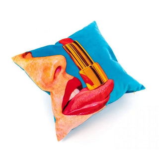 Seletti Toiletpaper cushion with plume padding 50x50 cm - 19.69x19.69 in Tongue - Buy now on ShopDecor - Discover the best products by TOILETPAPER HOME design