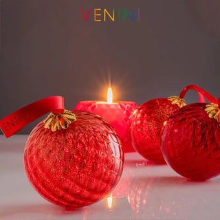 Venini Santa 199.05 small decorative ball red with gold leaf diam. 10 cm. - Buy now on ShopDecor - Discover the best products by VENINI design