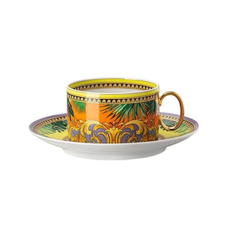 Versace meets Rosenthal Jungle Animalier Yellow cup & saucer low - Buy now on ShopDecor - Discover the best products by VERSACE HOME design