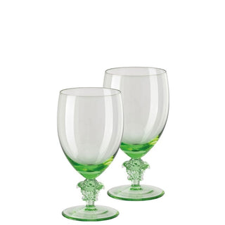 Versace meets Rosenthal Medusa Lumière 2nd Editon Set 2 water goblets Versace Transparent green - Buy now on ShopDecor - Discover the best products by VERSACE HOME design