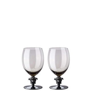 Versace meets Rosenthal Medusa Lumière 2nd Editon Set 2 water goblets Smoky grey - Buy now on ShopDecor - Discover the best products by VERSACE HOME design