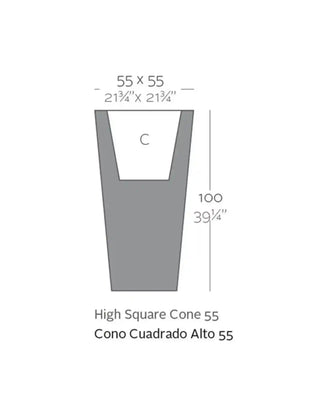 Vondom Cono Cuadrado Alto Planter vase in polyethylene