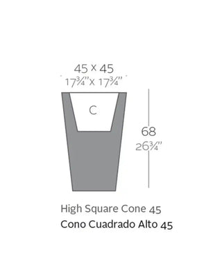 Vondom Cono Cuadrado Alto Planter vase in polyethylene